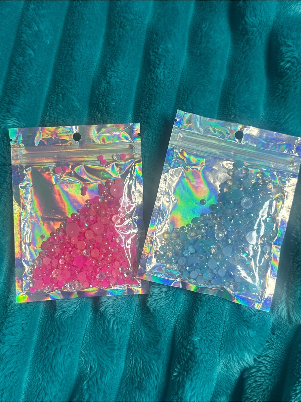 Holographic Pouch of Pink and Blue Craft rinestone flatback